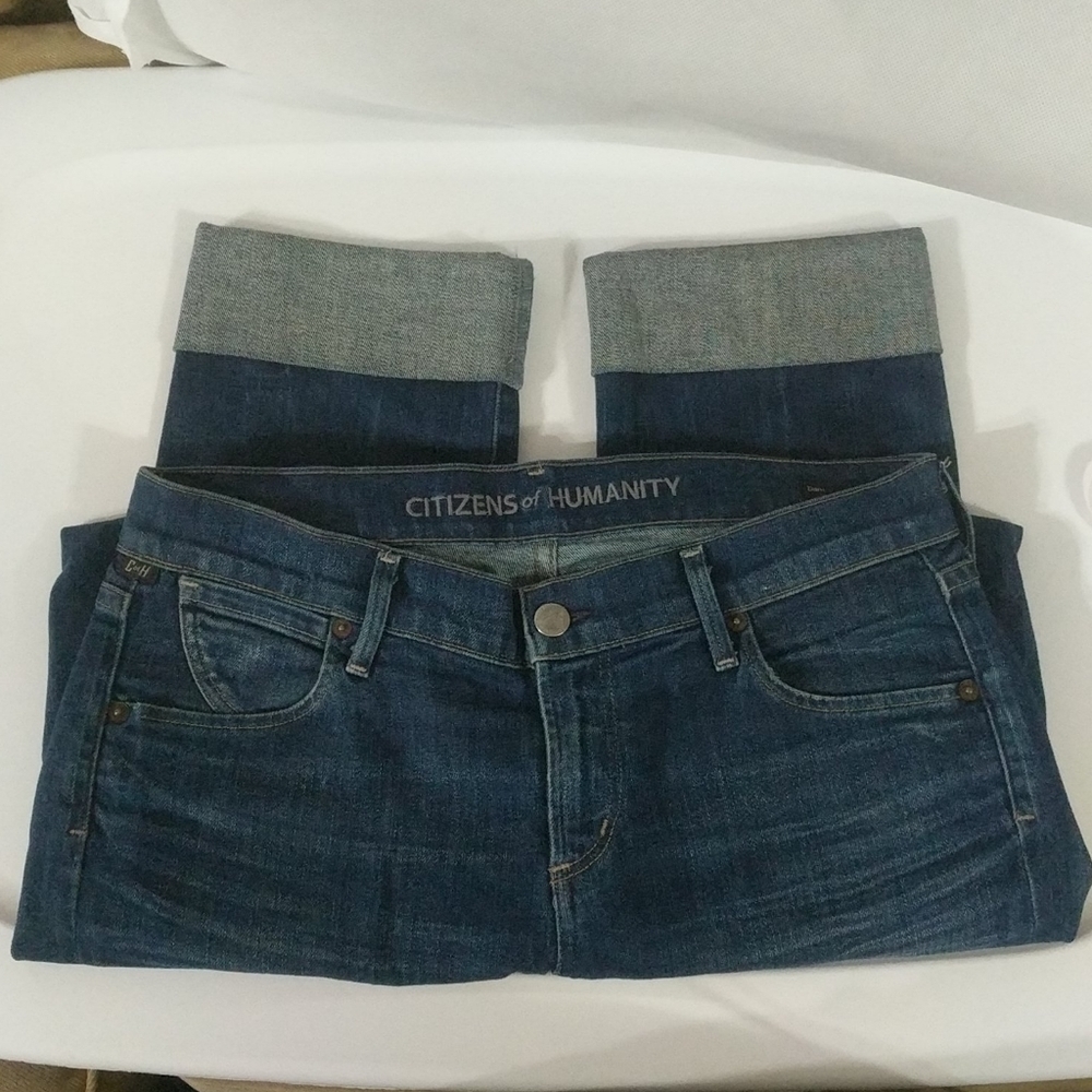 Citizens of Humanity Dani Cropped Straight Leg Dark Wash Jeans - size 28
